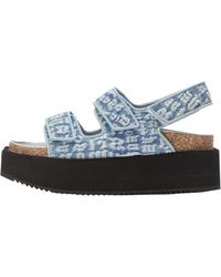 Palm Angels - Platform Birk Sandals "Denim" Pwih005S22Lea0028400" - Lyst