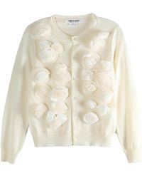 Comme des Garçons - Rose-Detail Cardigan "Off" Rq N519 051 Off" - Lyst