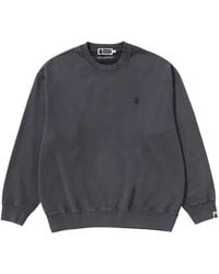 A Bathing Ape - Garment Dye One Point Relaxed Fit Crewneck Sweatshirt "Charcoal" 001Swl801307Mcha" - Lyst