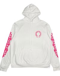 Chrome Hearts Hearts Horse Shoe Floral Long-Sleeve Hoodie in Blue