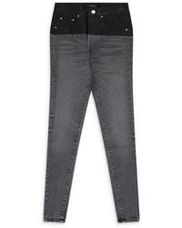 Amiri - Contrast Leather Skinny Jeans Ps22Wds071_Blue" - Lyst