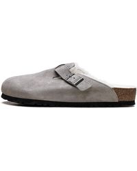 Birkenstock - Boston Shearling Suede Leather "Boston Shearling Stone Coin" 1017650" - Lyst