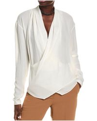 Brunello Cucinelli - Silk Draped Long Sleeve Shirt "Natural" Brun2770" - Lyst