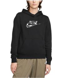 Nike - Fleece Printed Logo Pullover Hoodie Dq6108 010" - Lyst