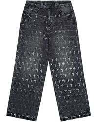 RTA - Franco Wide-Leg Jeans "Noir Coated" Mdgdd1156 J2214Nrctg" - Lyst