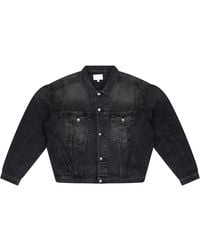 Rhude - Oversized Denim Trucker Jacket Rhss24Ja26012372 Blk" - Lyst