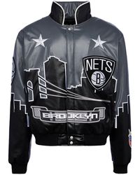 Jeff Hamilton - Brooklyn Nets Skyline Vegan Leather Jacket "Nets" Nba-401-Net" - Lyst