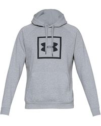 Under Armour - Rival Fleece Box Logo Hoodie "Steel Light Heather 1329745 035" - Lyst