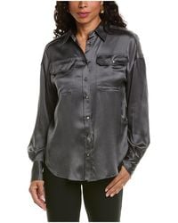 Brunello Cucinelli - Silk Relaxed Shirt "Charcoal" Brun2760" - Lyst
