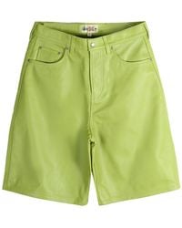 Stussy - Big Ol Leather Shorts "Lime" 112315 Lime" - Lyst