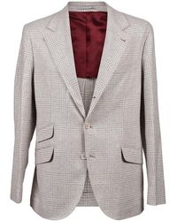 Brunello Cucinelli - Wool Blend Check Suit "Sand" Brun643" - Lyst