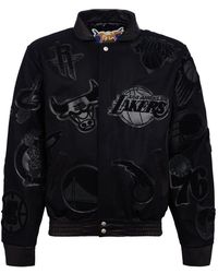 Jeff Hamilton - Nba Collage Wool & Leather Jacket/ "Collage Wool Blk" Nba-101-Blk-Blk" - Lyst