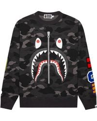 A Bathing Ape - Color Camo Shark Crewneck Sweater /Camo" 001Swm301007M-Blk" - Lyst
