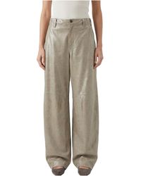 Brunello Cucinelli - Leather Trousers "Light Khaki" Brun1589" - Lyst
