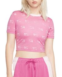 Nike - Air Slim-Fit Printed Crop T-Shirt Style Dz3751 682" - Lyst