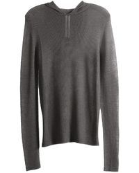 Rick Owens - Hooded Long-Sleeve Ribbed T-Shirt "Dark Dust" Rp02F5680 Ribwsl 78" - Lyst