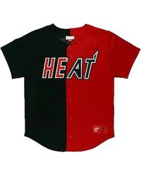 Mitchell & Ness - Nba Split Color Mesh Button Front Shirt "Miami Heat - Lyst