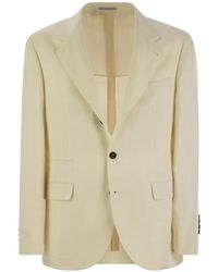 Brunello Cucinelli - Linen Silk Wool Blazer "Cream" Brun846" - Lyst