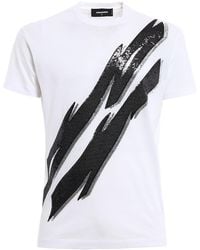 DSquared² - Sequined Embroidered T-Shirt S74Gd0230-S22427-100" - Lyst