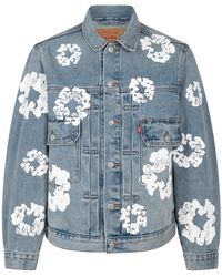 DENIM TEARS - The Cotton Wreath Denim Jacket "Light Wash" Dt13" - Lyst