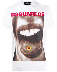DSquared² - Mouth Print Graphic Cotton T-Shirt S74Gd0564 S22427 900" - Lyst