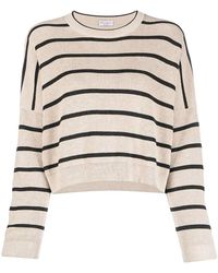 Brunello Cucinelli - Striped Crop Sweater "Light Camel" Brun2509" - Lyst