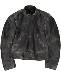 PROJECT G/R - Distressed Biker Leather Jacket Pgr Xotw 0005" - Lyst