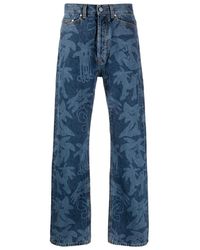 Palm Angels - Palmity All Over Laser Denim Jeans Pmya030E23Den0014540" - Lyst