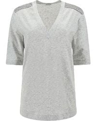 Brunello Cucinelli - Cotton Blend V-Neck Shirt Brun2622" - Lyst
