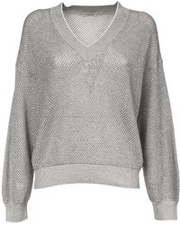 Brunello Cucinelli - Mesh Sweater "Argento Nebbia Bianco" Brun1965" - Lyst