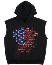 Sp5der - Rhinestone Og Web Sleeveless Hoodie "Usa - Lyst