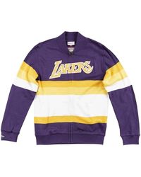 Mitchell & Ness - Nba Front Stripe Full Zip Sweater "Los Angeles Lakers - Lyst