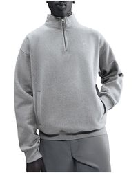 Nike - Solo Swoosh Fleece Quarter Zip Top "Dark Heather Light Smoke Hv1094 063" - Lyst
