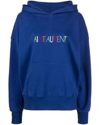 Saint Laurent - Embroidered Logo Hooded Sweatshirt 717847 Y37Cg 4274" - Lyst