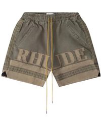 Rhude - Embroidered Canvas Logo Shorts Tan" Rhfw23Sh04418878" - Lyst