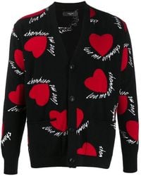 Amiri - Hearts Intarsia Cardigan Sweater S0M05110Wc Blk" - Lyst