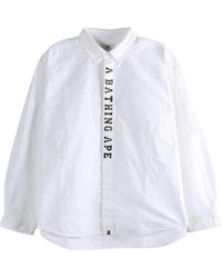 A Bathing Ape - 1St Camo Applique Oxford Long-Sleeve Shirt 1M30131309 Wht" - Lyst