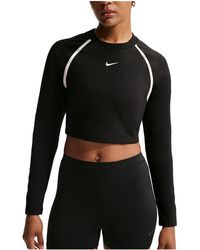 Nike - Sportswear Tight Long-Sleeve Cropped Top Chalk Chalk" If0338 010" - Lyst