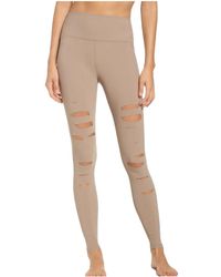 Alo Yoga - High-Waist Ripped Warrior Legging "Gravel" 10" - Lyst