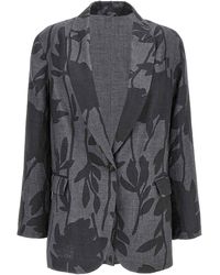 Brunello Cucinelli - Linen Floral Blazer "Grigio" Brun1334" - Lyst