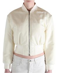 Balenciaga - Cropped Bomber Jacket "Ivory" 872303 Tto29 9002" - Lyst