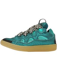 Lanvin - Strass Leather Curb Sneaker "Petrol Multi" Fm Skrk11 Stra H21" - Lyst