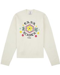 CASABLANCA - Emblem Merino Knit Sweater Aw25 Kw 1105 01" - Lyst
