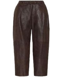 Brunello Cucinelli - Leather Cropped Pants "New Cigar" Brun2841" - Lyst