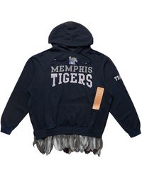 4SDESIGNS - Memphis Tigers Feather Trim Hoodie F23 539F 0996 90Nvy" - Lyst