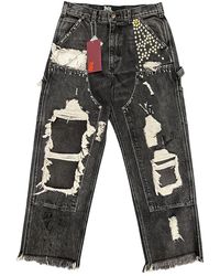 PALY - Busted Double Knee Jeans 5U004Q1010Blk" - Lyst