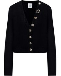 Vetements - Fancy Button Mini Cardigan Wh76Kn220B Blac" - Lyst