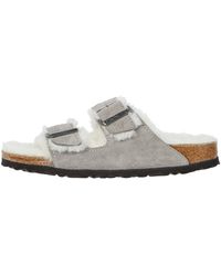 Birkenstock - Arizona Shearling Suede Leather "Stone Coin - Lyst