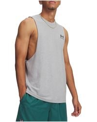Under Armour - Left Chest Cut-Off Tank Top "Steel Light Heather 1329286 035" - Lyst