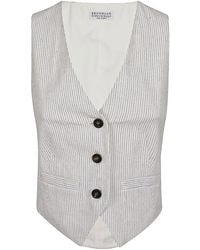 Brunello Cucinelli - Striped Tailored Vest /Dark" Brun1520" - Lyst